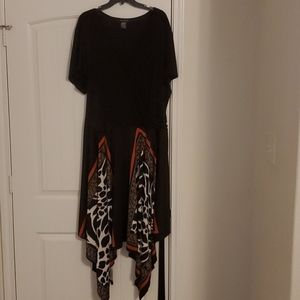 Black orange &brown print dress